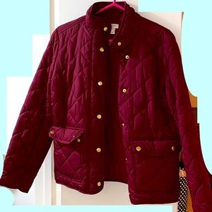 J Crew Quilted Jacket burgundy/red/maroon